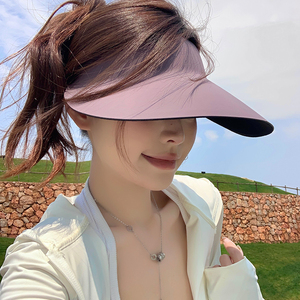 2025无痕一体冰丝防晒帽女夏季防紫外线遮阳帽户外运动空顶太阳帽