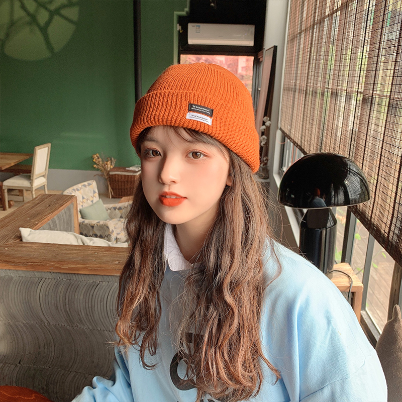 显白女日系贴布显脸小冷帽针织帽