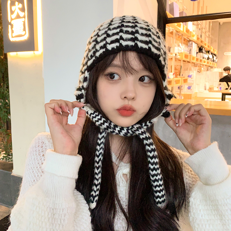 艾佳微混色手工毛线帽女秋冬