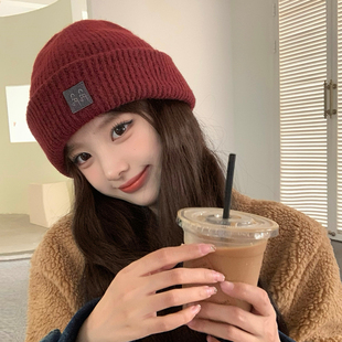 新款毛线帽子女冬季显脸小护耳加厚保暖针织帽大头围安可拉红冷帽