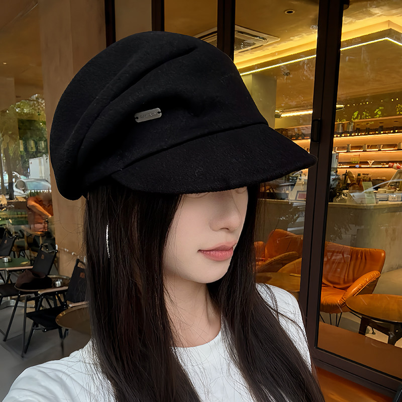 新款贝雷帽女秋冬季百搭大脸显脸小八角帽子遮脸高级感时尚报童帽