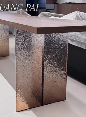 水波纹亚克力桌腿石头纹黑色渐变餐桌支架桌脚冰裂纹支撑架可定制