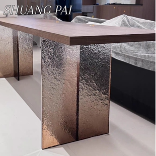 水波纹亚克力桌腿石头纹黑色渐变餐桌支架桌脚冰裂纹支撑架可定制