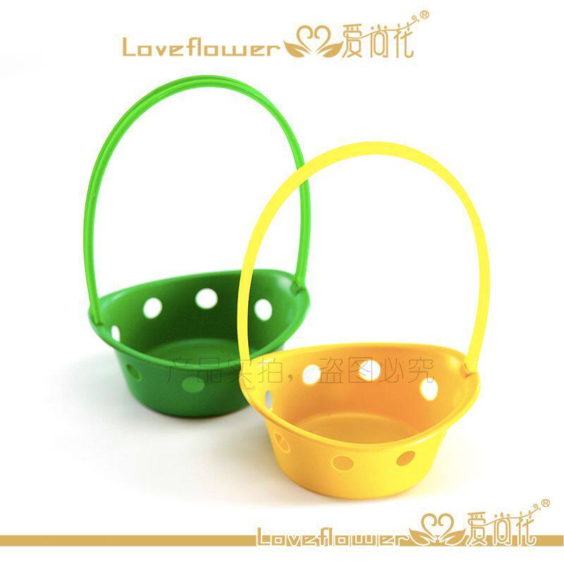 元宝塑料花蓝手提花篮可拆花蓝婚庆用清明花鲜花篮祭祀手工插花篮