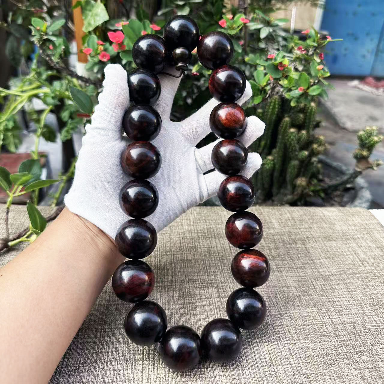 大红酸枝黑飘红3.0&times;19颗佛珠手串交趾黄檀红木工艺饰品手链礼品