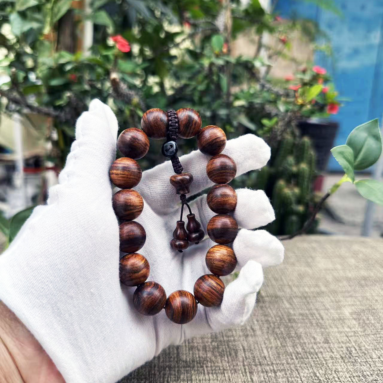 越南黄花梨同料佛珠手串1.5&times;15颗降香黄檀红木手链工艺礼品实拍