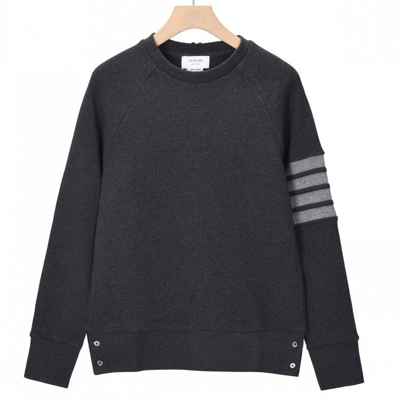 春秋季tb卫衣男纯棉华夫格圆领套头衫条纹休闲宽松运动服外套潮牌