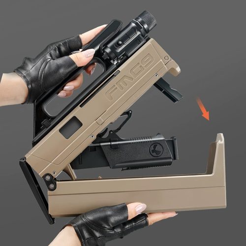 沙色FMG9折叠全通镜男孩58息件儿童玩具枪冲锋软弹配菠萝9k狙击枪