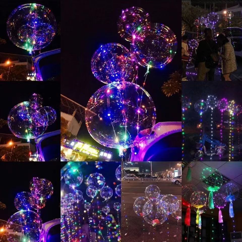 网红飘空波波球飞天娃娃芭比气球带灯夜光彩灯灯线风筝地摊充气球