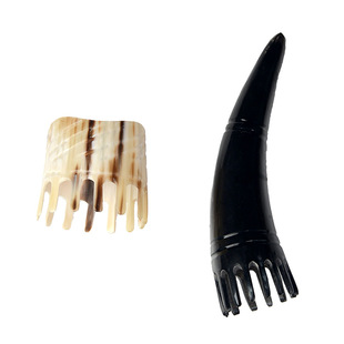 牛角头部按摩梳粗齿圆筒梳头皮经络梳子防静电尖尾多功能防脱发