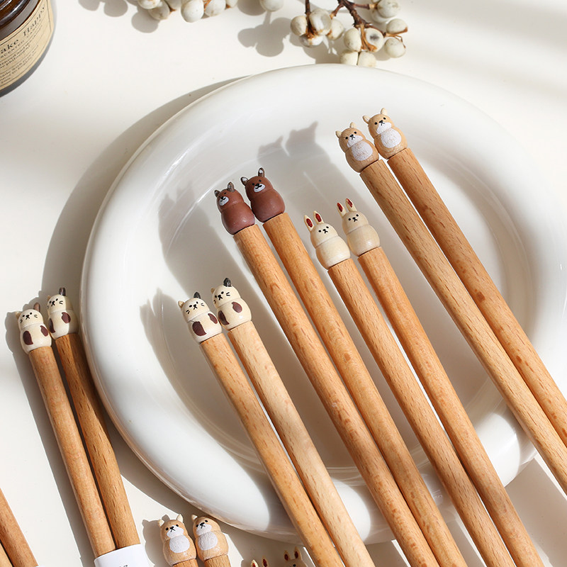木质卡通筷子儿童家用日式可爱立体颜值筷子木筷宝宝专用餐具一人