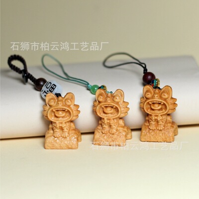 崖柏木雕刻创意木雕云南瓦猫挂件