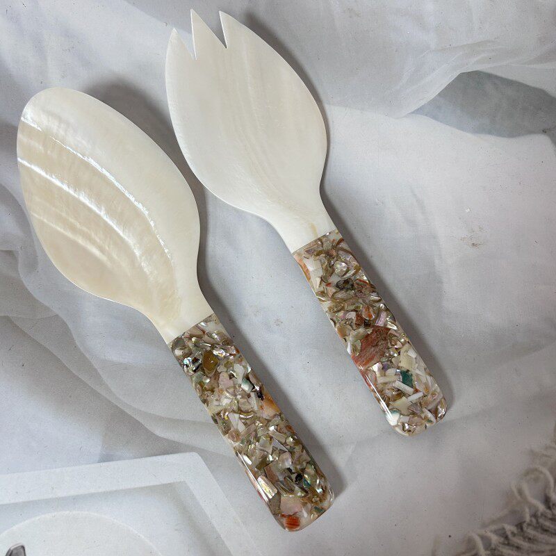 碎花柄贝壳饭勺家用手工天然精美