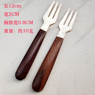 贝壳木柄叉珍黄蝶贝壳叉镶嵌高档手工勺叉组合叉子12cm