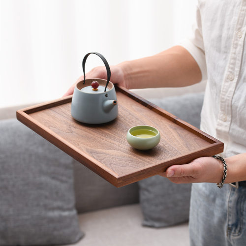 黑胡桃木托盘日式木质长方形茶盘