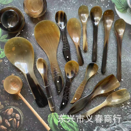 水牛角调羹汤匙精致西餐勺甜品勺