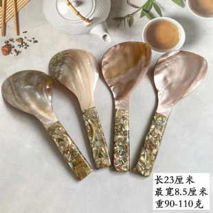 天然海螺贝壳白贝粉贝碎花贝壳饭勺沙拉勺特色手工制品轻奢餐具