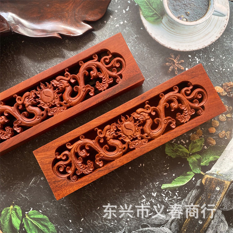 红木筷子盒双龙款镂空印花线香盒