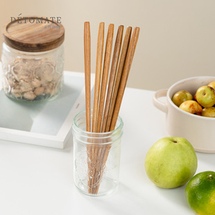 2024实木餐具尖头筷日式拉面用缅甸柚木筷子家用木质筷