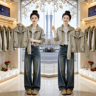 春季韩系短款风衣外套女爆款休闲宽松冲锋衣蝙蝠袖小个子夹克上衣