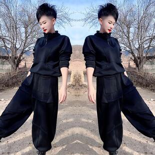 两件套欧货休闲休闲半拉链卫衣捏褶皱灯笼裤 爆款 百搭个性 新款 冬季