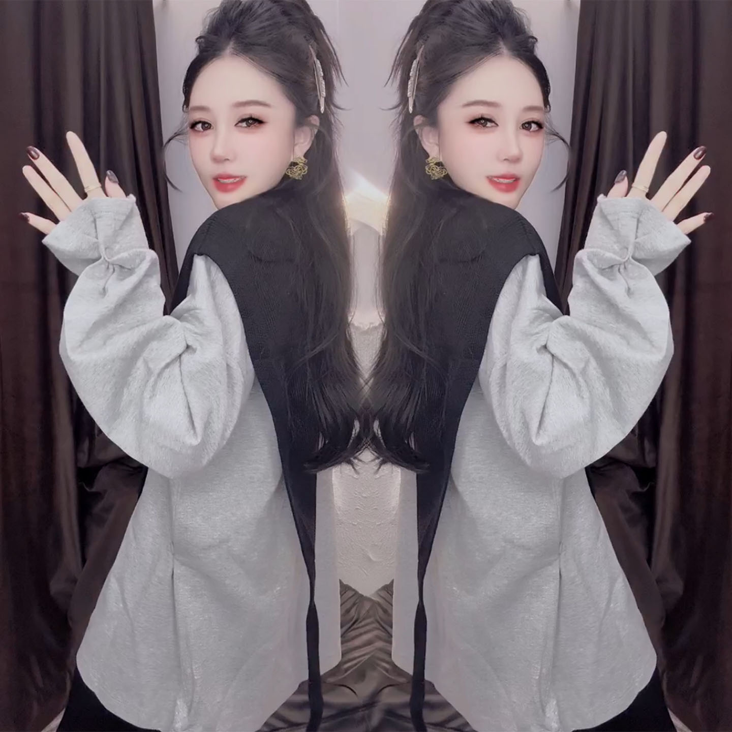 秋冬季时髦休闲披肩打底衫两件套