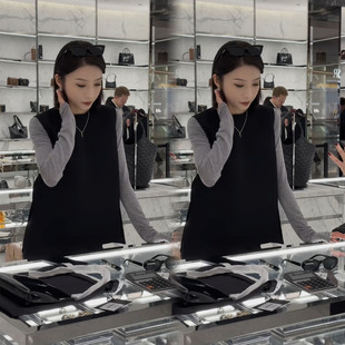 通勤穿搭黑色马甲小衫裙子三件套女秋冬季宽松叠穿高级感时尚套装