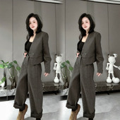 外套阔腿裤 套装 女秋冬季 极简风气质西装 时尚 百搭高端轻奢两件套潮