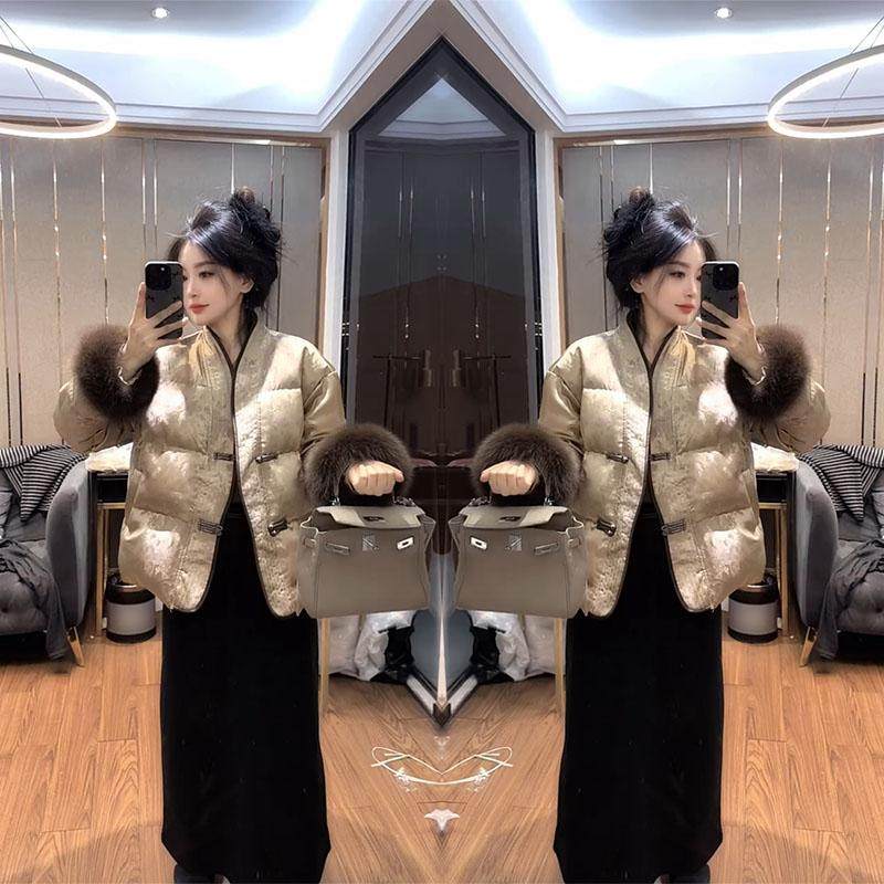 复古网红爆款高级新中式国风洋气毛毛袖短款显瘦提花女棉服外套潮,女装/女士精品,棉衣/棉服,淘宝优惠券,粉丝福利购,淘宝优惠卷