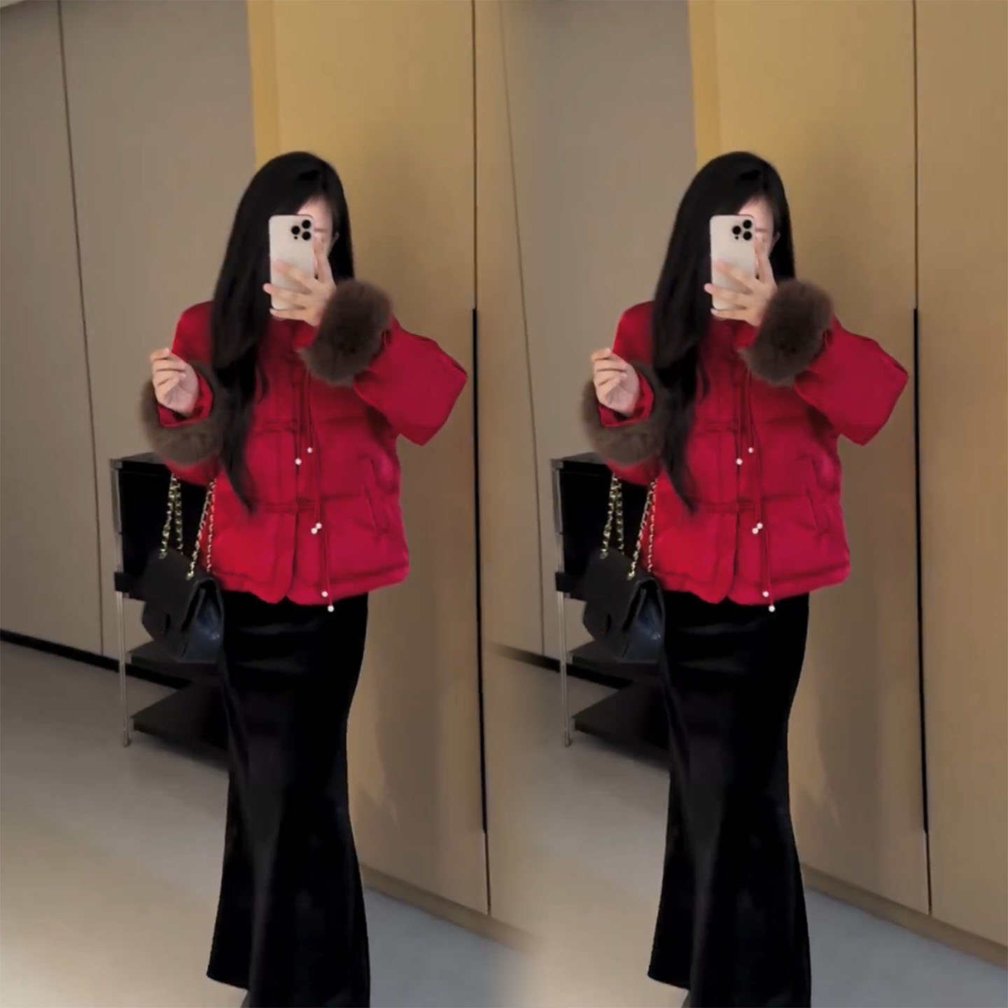 冬季新款小个子短款洋气红色外套