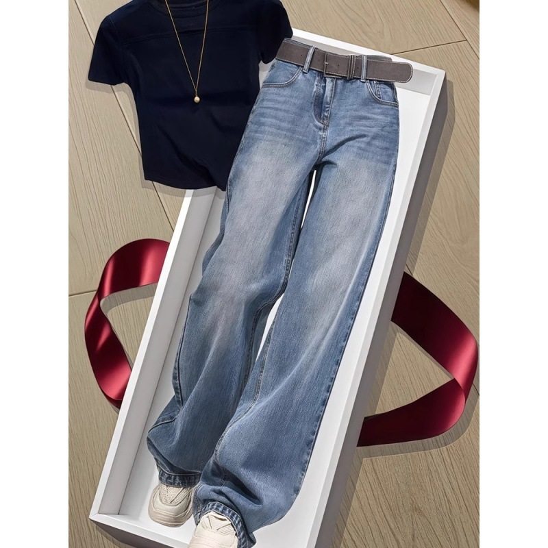 大码复古直筒牛仔裤女秋冬胖mm梨形身材宽松高腰显瘦阔腿拖地裤子,女装/女士精品,牛仔裤,淘宝优惠券,粉丝福利购,淘宝优惠卷