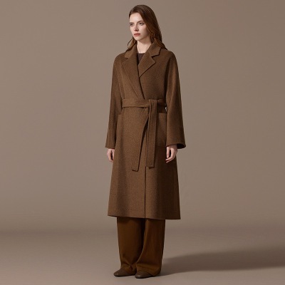 100骆驼绒大衣女长款冬天新款加厚宽松级感毛呢外套