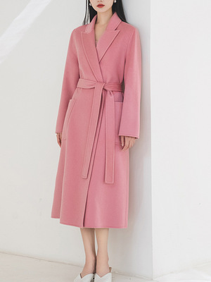 【100纯山羊绒】双面羊绒大衣女浴袍款女装