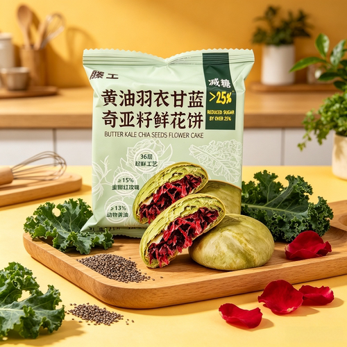 藤生黄油羽衣甘蓝奇亚籽鲜花饼办公室下午茶休闲小零食独立小包装