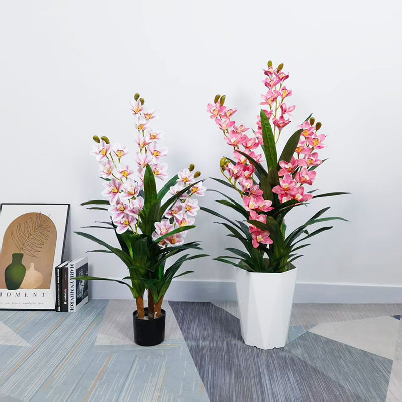 仿真红掌花绿植兰花假花客厅装饰绿色永生花落地盆栽摆设塑料盆景