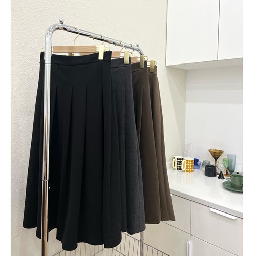 秋冬显瘦半身裙百褶裙中长款伞形