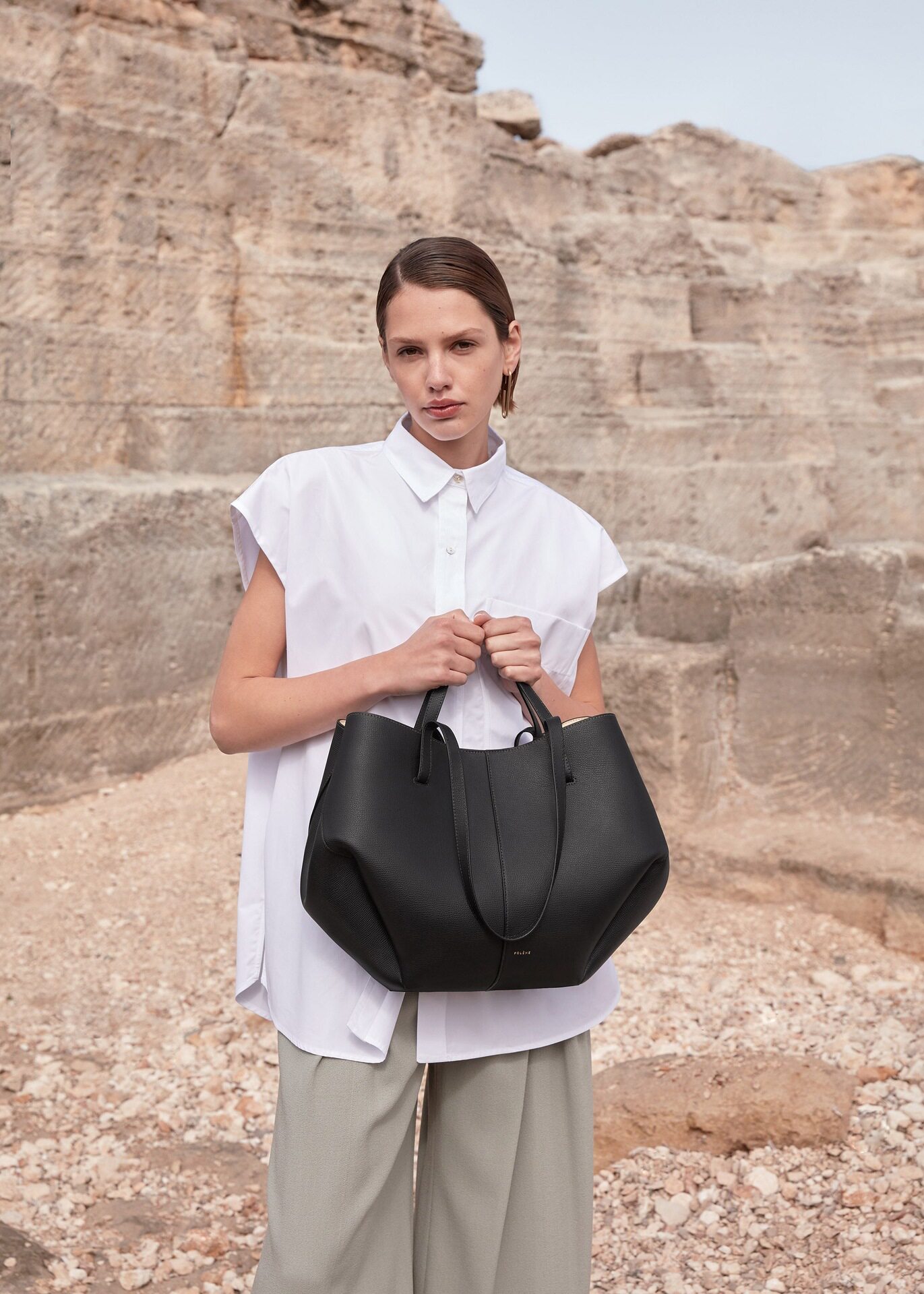 thumbnail for French Niche Brand Bag Bag Cyme Women's Bag POL Genuine Leather Tote Bag 2024 Large Capacity Commuter Pleated Bag