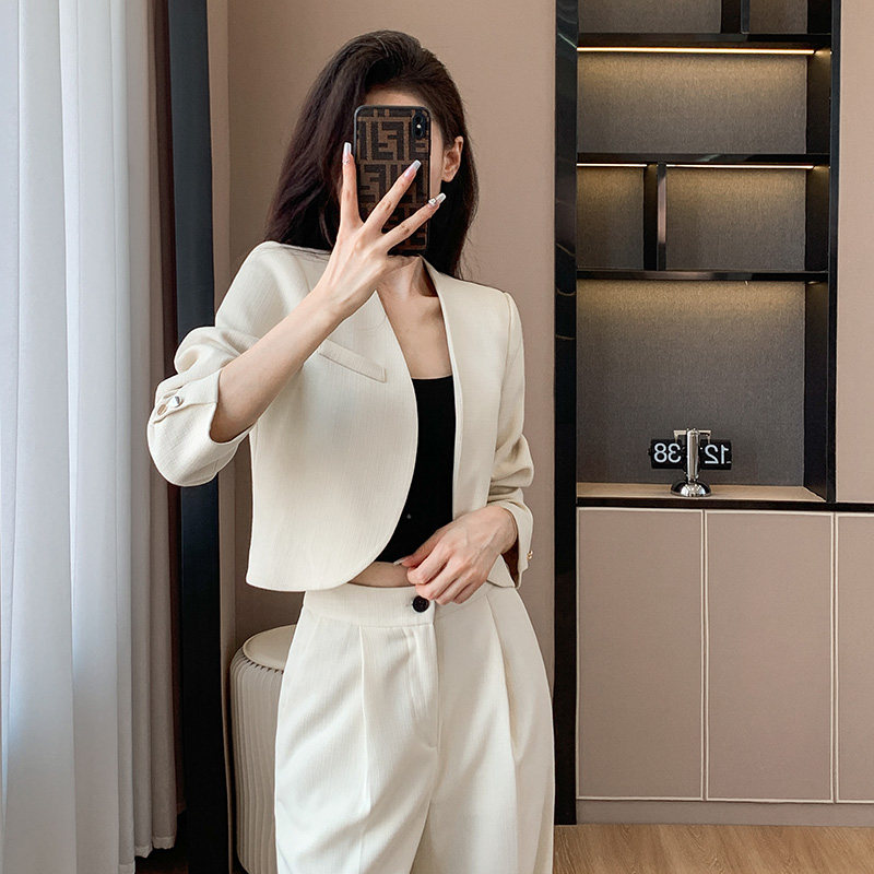 2025春秋新款时尚套装百搭西装外套女小个子韩版气质短款西服上衣