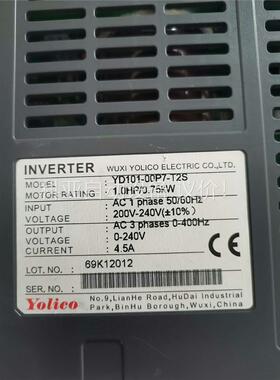 优利康Yolico变频器 YD101-00P7-T2S 拆机(议价)