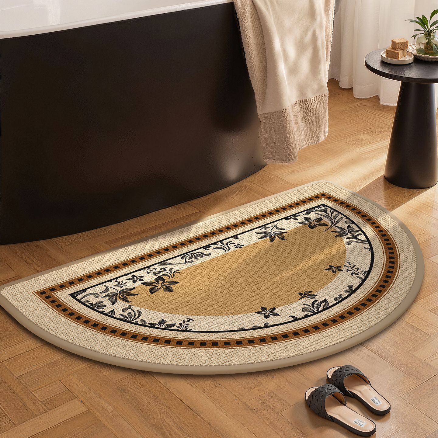 编织亚麻进门地毯半圆长形