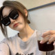 2020新款 复古方框偏光太阳镜女韩版 潮kim字母logo墨镜女大框蹦迪