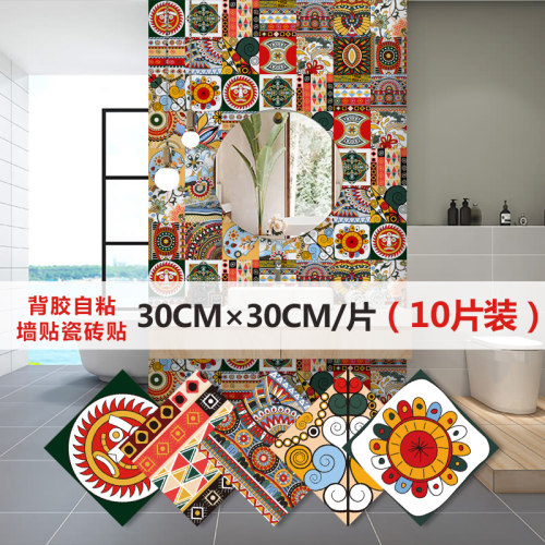 翻新墙贴防水放油复古自粘唐卡
