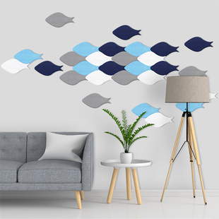 鱼群毛毡3d立体墙贴创意北欧环保防撞现代简约沙发电视背景墙卧室