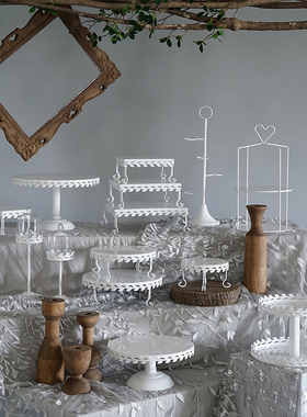 【特价清仓】ins风白色婚礼甜品台展示架 叶子森系风甜品台蛋糕架