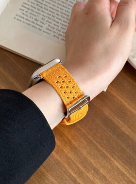 适用苹果手表iwatch10代987654UltraSE编织尼龙官网透气表带