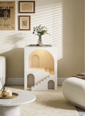 侘寂风树脂几何可发光桌面摆件