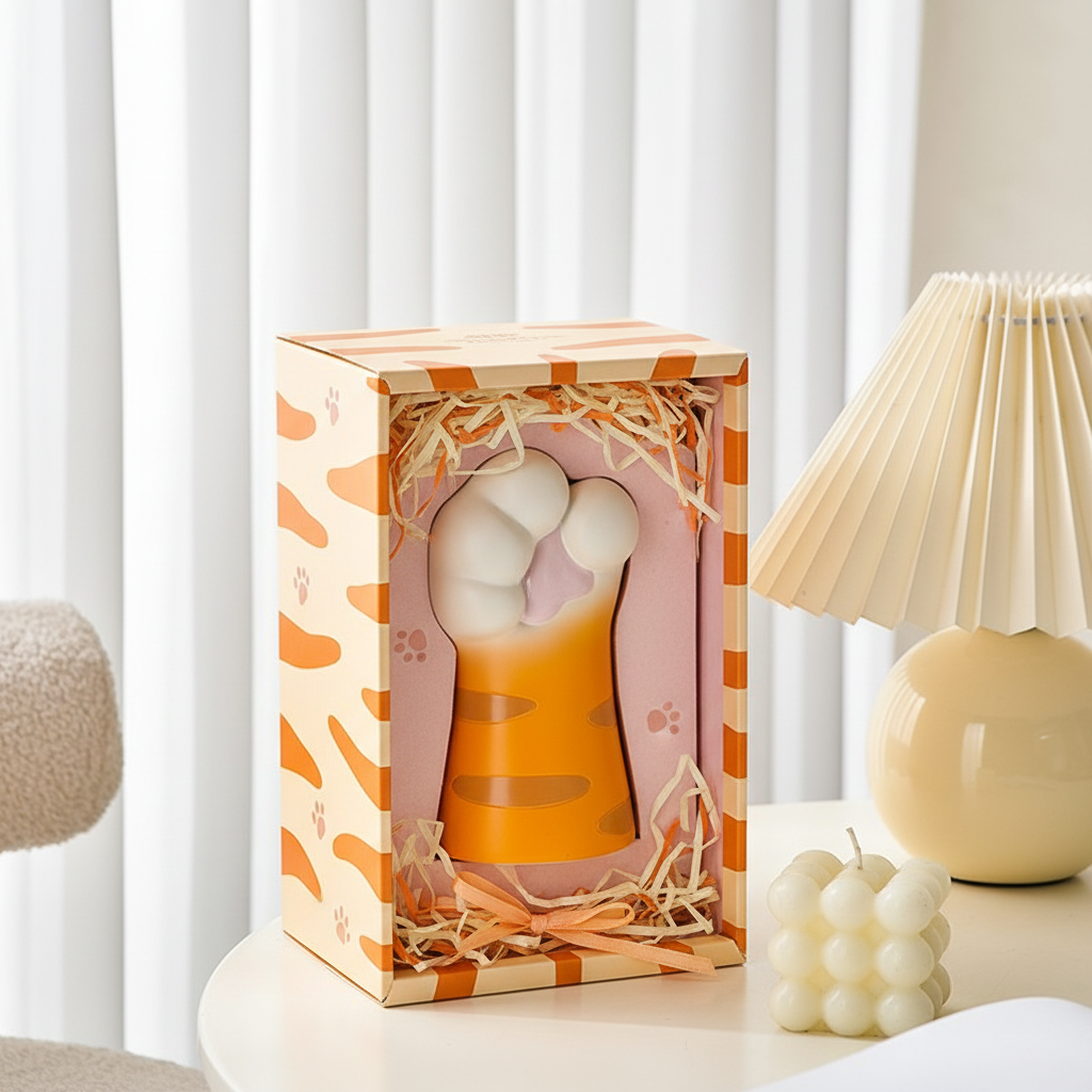 可爱猫咪爪印陶瓷摆件礼盒儿童