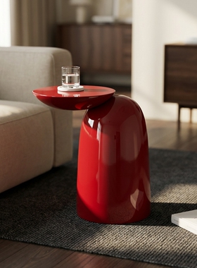 轻奢红色几何树脂收纳边几摆件