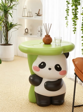 可爱熊猫造型树脂收纳边几