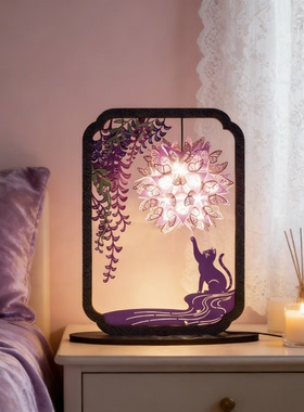 创意蝴蝶猫咪卧室床头氛围灯